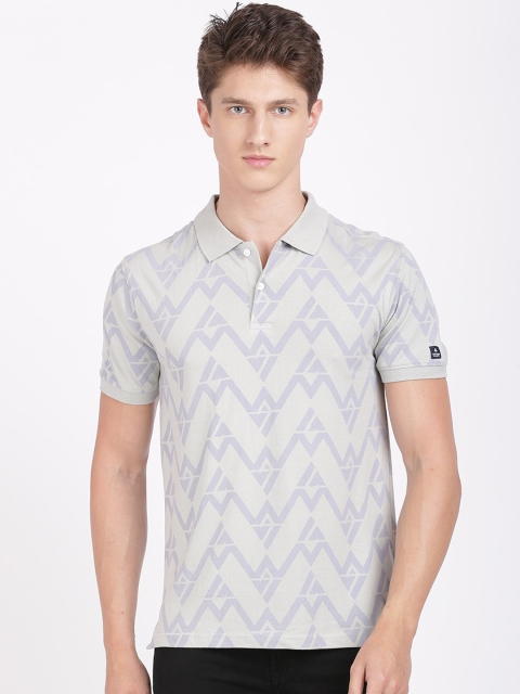 

ANTHEM Men Grey Printed Polo Collar T-shirt