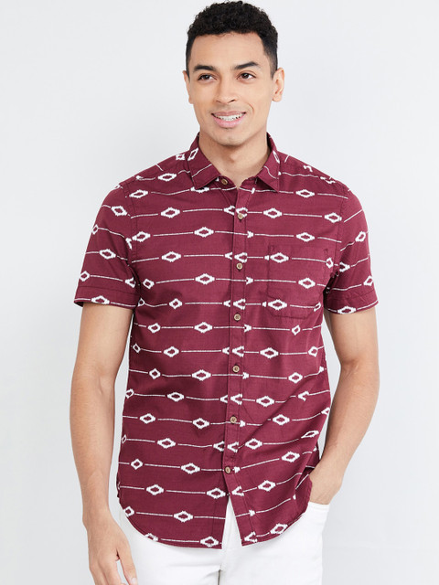 

max Men Maroon Regular Fit Printed Casual Shirt