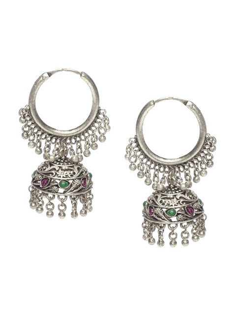 

Alankruthi Silver-Plated & Pink Dome Shaped Handcrafted Drop Earrings