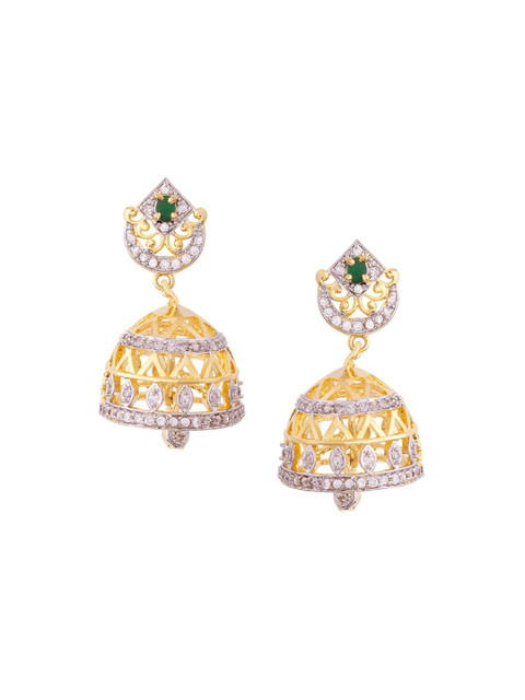 

Voylla Gold-Toned & White Handcrafted Classic Jhumkas