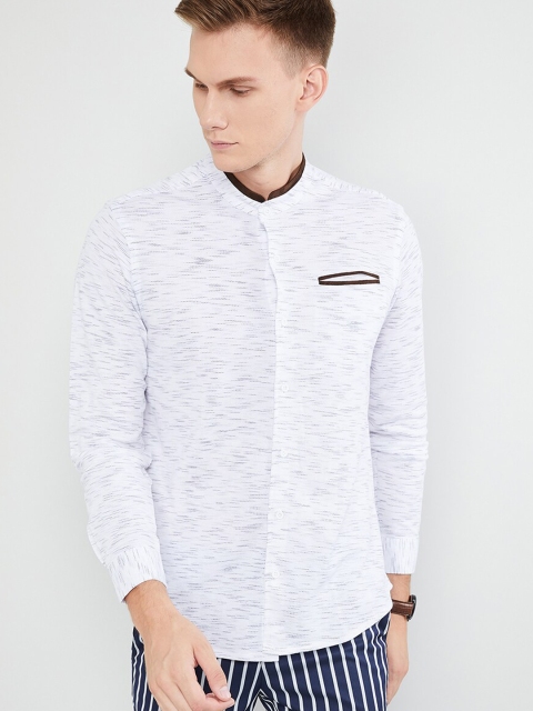 

max Men White Slim Fit Printed Casual Shirt