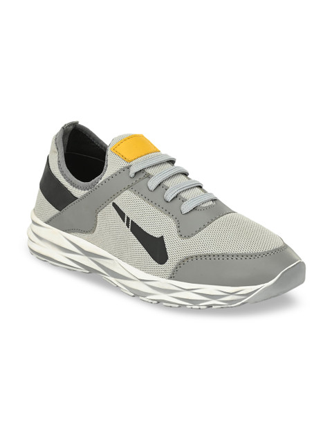 

Walkstyle By El Paso Men Grey Colourblocked Mesh Mid-Top Sneakers