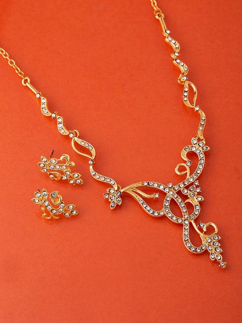 

Voylla Gold-Plated & Silver-Toned CZ-Studded Jewellery Set