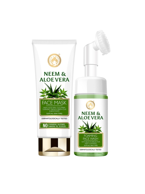 

Mom & World Neem & Aloe Vera Face Wash With Brush & Mask Kit, Green