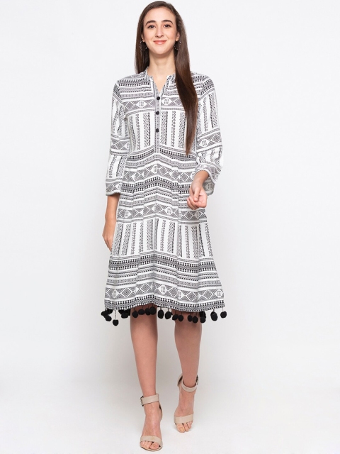 

Globus Women White & Black Printed A-Line Dress