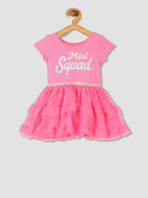 

The Childrens Place Girls Pink Printed Fit and Flare Dress