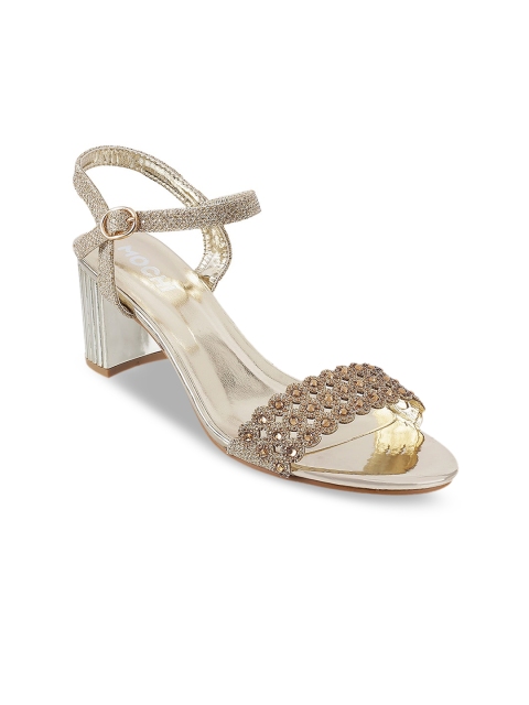 

Mochi Women Gold-Toned Embellished Block Heels