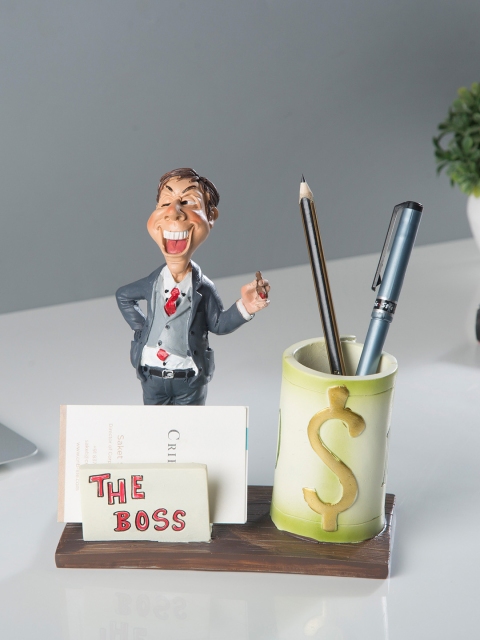 

Bigsmall White & Grey Boss Desk Stationery Holder