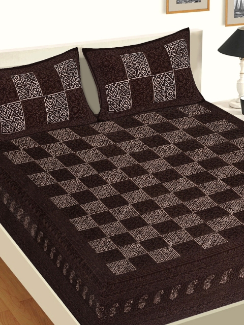 

Tistabene Brown & Beige Printed 144 TC 1 King Bedsheet With 2 Pillow Covers