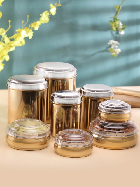 

Jensons Set of 8 Gold Stainless Steel Canister & Belly Storage Set