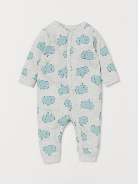 H&M Kids Grey & Blue Printed Cotton Jersey Pyjamas