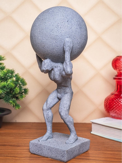 

TIED RIBBONS Man Silver-Toned Carrying Earth Abstract Statue Showpiece