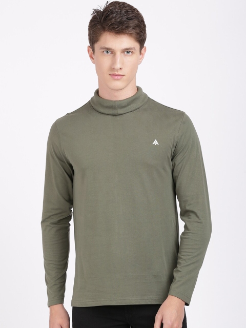 

ANTHEM Men Olive Green Solid High Neck T-shirt