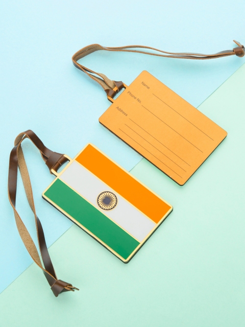 

Bigsmall Orange & White India Tricolour Luggage Tag