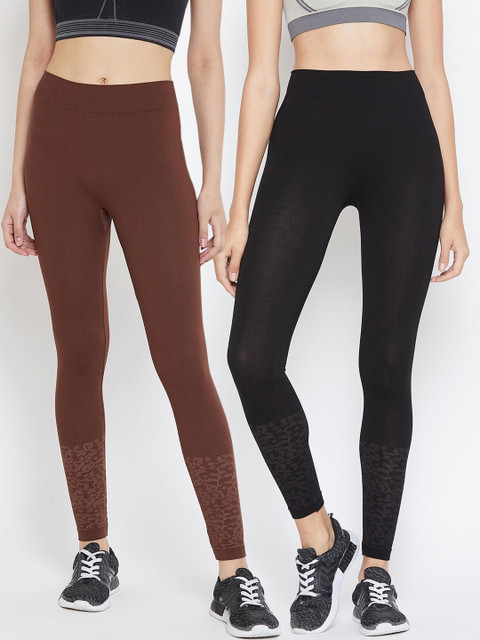 

C9 AIRWEAR Women Pack Of 2 Solid Slim Fit Tights, Black