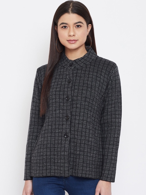 

Zigo Women Charcoal Grey Self Design Cardigan