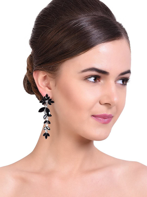 

Mali Fionna Black Contemporary Drop Earrings