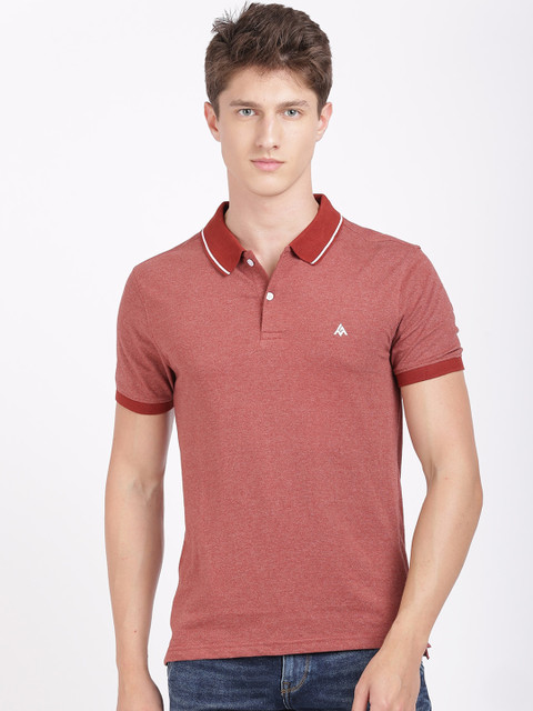 

ANTHEM Men Rust Orange Solid Polo Collar T-shirt