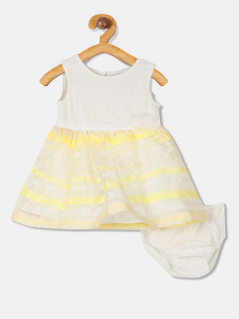 

The Childrens Place Girls Yellow Self Design Fit and Flare Dress