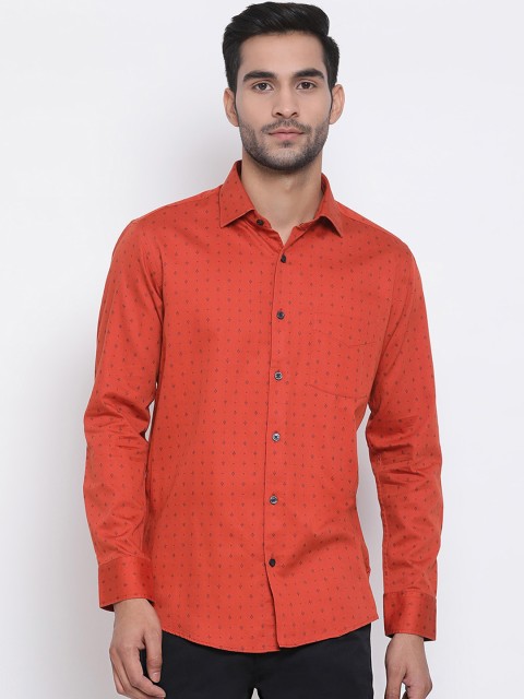 

Richlook Men Orange Slim Fit Printed Casual Shirt