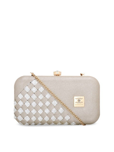 

ESBEDA Women Silver-Toned Solid Glitter Box Clutch