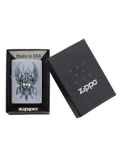 

Zippo Silver-Toned & Black Viking Warrior Design Street Chrome Pocket Lighter