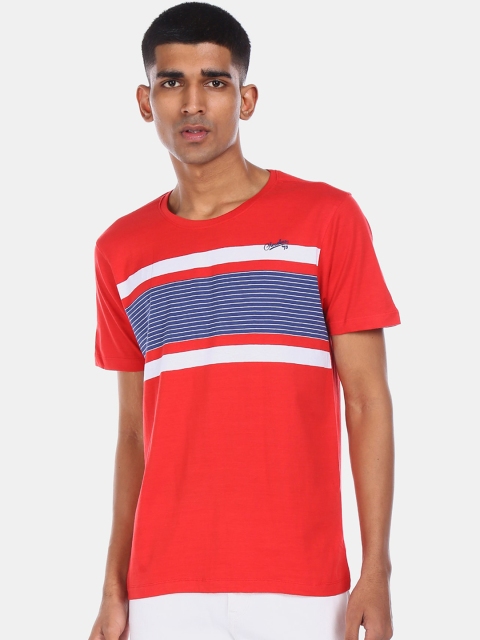 

Cherokee Men Red Striped Round Neck T-shirt