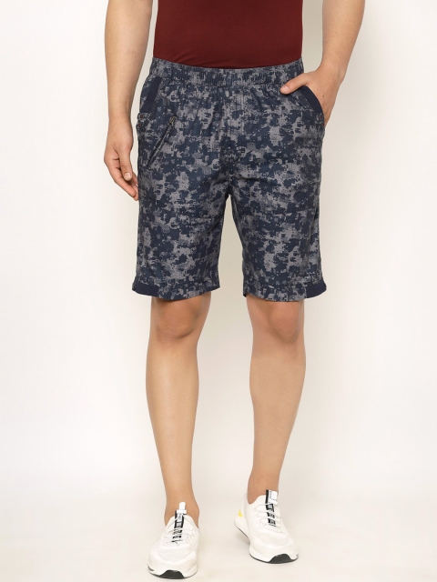 

SAPPER Men Blue Printed Slim Fit Regular Shorts