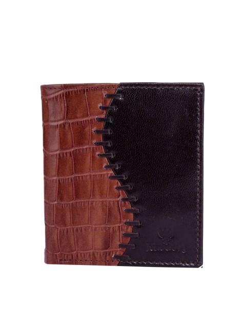 

LEISURES Men Tan Brown Textured Genuine Leather Two Fold Wallet