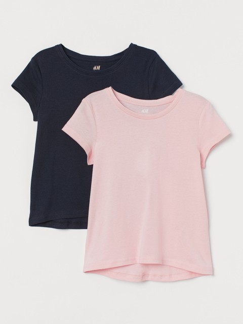 

H&M Girls Black & Pink 2-Pack Solid T-shirts