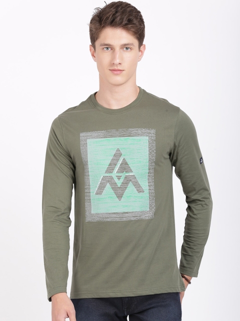 

ANTHEM Men Olive Green Printed Round Neck T-shirt