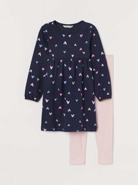 

H&M Girls 2-piece Cotton Sustainable Set, Navy blue