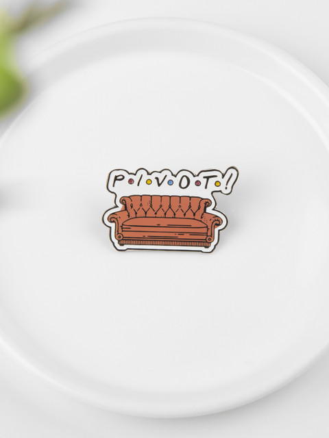 

Bigsmall Unisex Brown & White Printed Lapel Pin