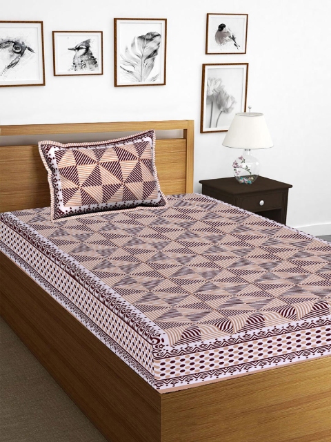 

Tistabene Red & White Geometric 178 TC King Size Bedsheet with 1 Pillow Cover