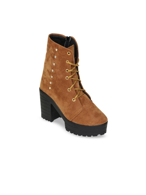 

Funku Fashion Women Tan Solid Heeled Boots