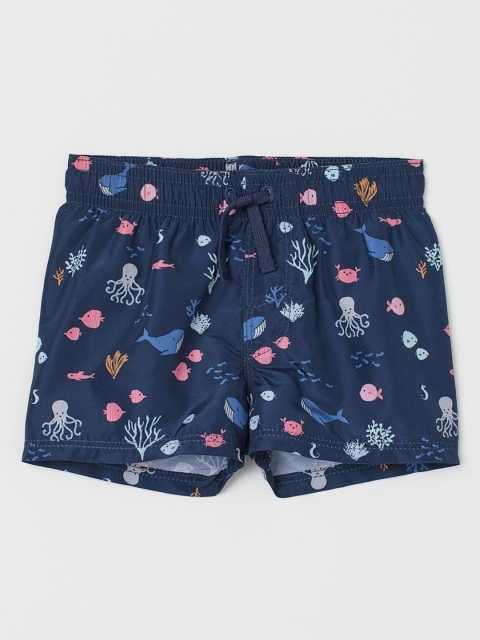 

H&M Boys Navy Blue & Pink Patterned Swim Shorts
