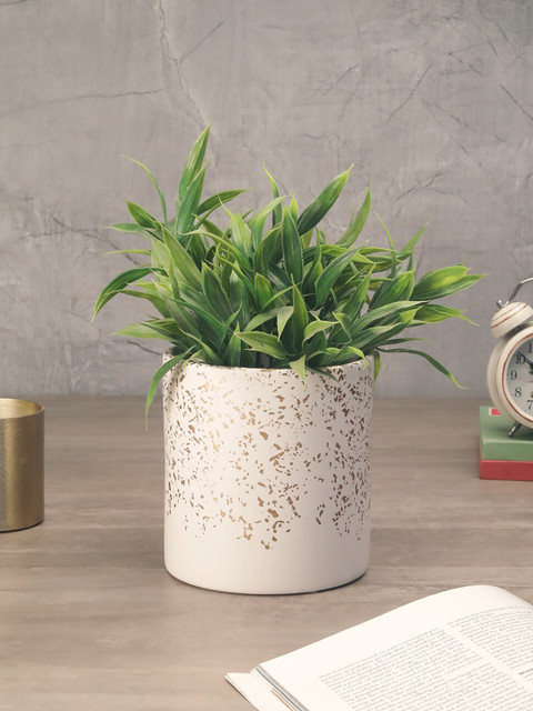 

OddCroft White & Gold-Coloured Printed Ceramic Planter