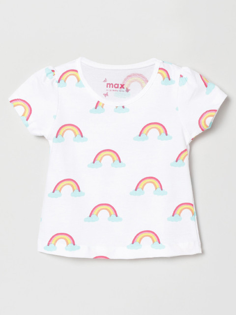 

max Girls Multicoloured Printed Round Neck T-shirt, Multi