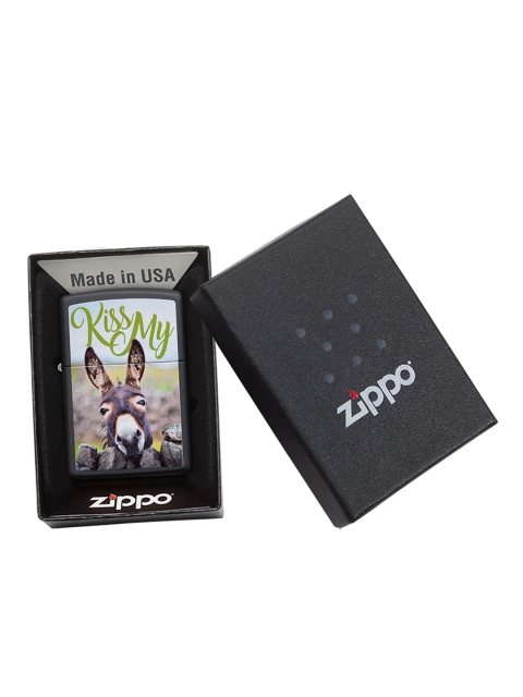 Zippo Black & Green Kiss My Donkey Matte Pocket Lighter