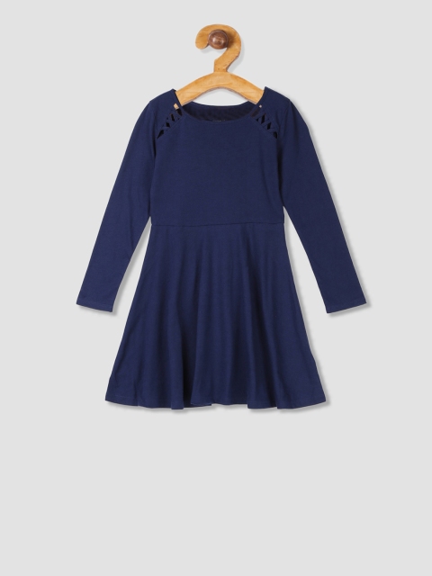 

The Childrens Place Girls Blue Solid Fit and Flare Dress