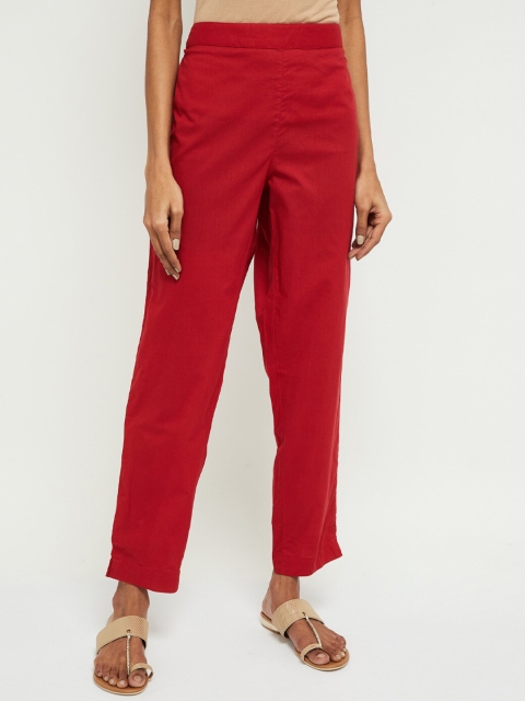 

max Women Maroon Regular Fit Solid Trousers