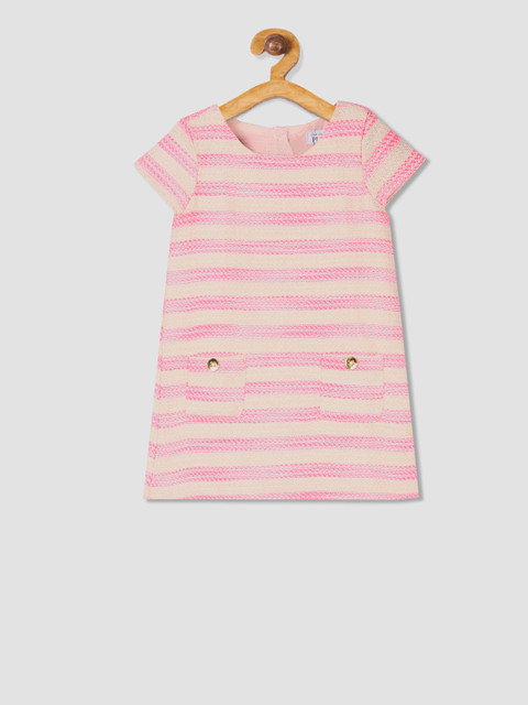

The Childrens Place Girls Beige & Pink Striped T-shirt Dress