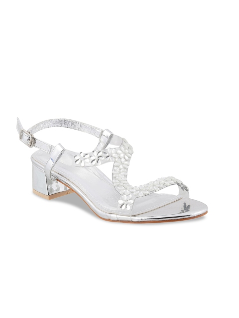 

Mochi Women Silver-Toned Solid Sandals