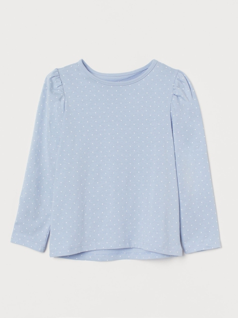 

H&M Girls Blue & White Printed Puff-Sleeved Top