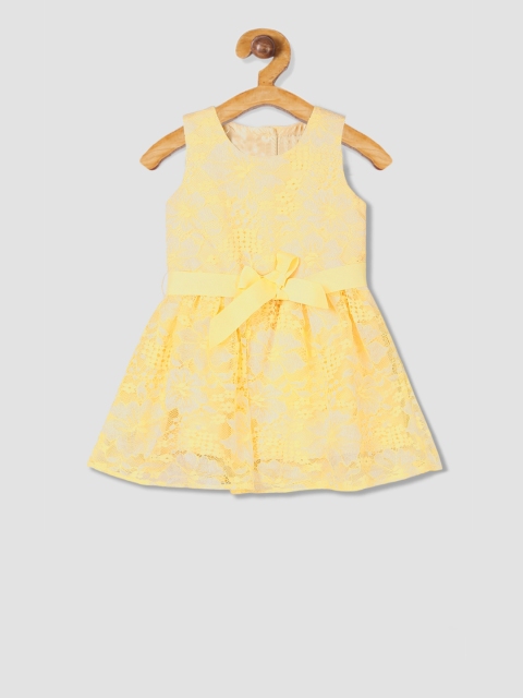 

The Childrens Place Girls Yellow Self Design Fit and Flare Dress