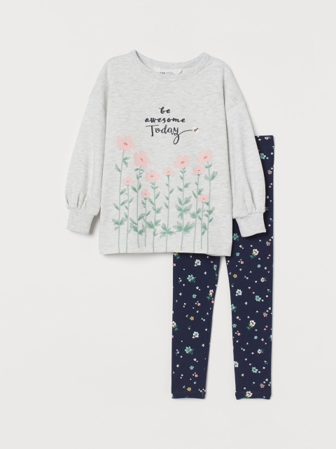 

H&M Girls Grey & Navy Blue 2-Piece Set