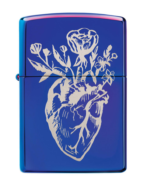 

Zippo Blue & Grey Heart Vase Design High Polish Pocket Lighter