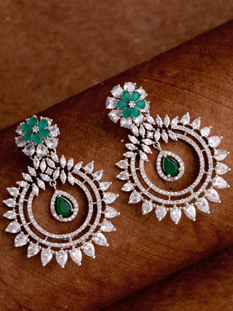 

Voylla Silver-Plated Floral Drop Earrings