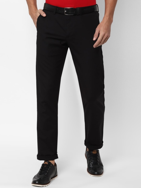 Allen Solly Men Black Slim Fit Solid Regular Trousers