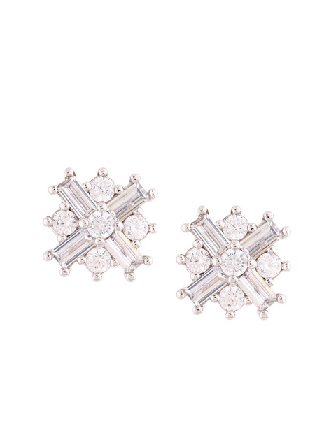 

Voylla White Geometric Silver Plated Handcrafted Studs